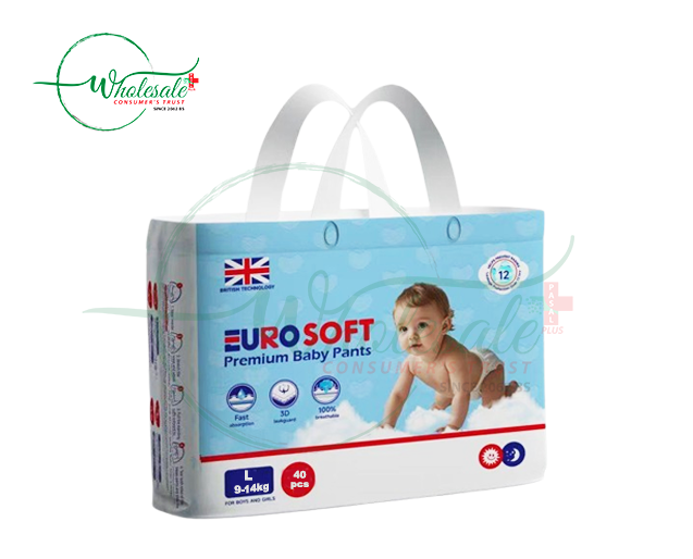 EURO SOFT PREMIUM BABY DIAPERS L(9-14KG) 40PCS