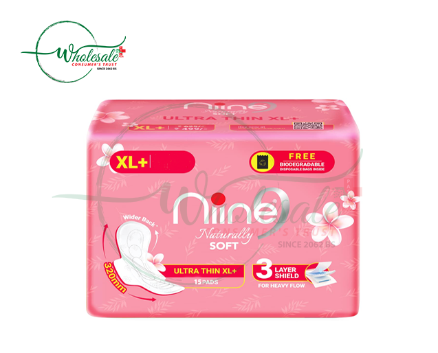 NINE NATURALLY SOFT 320MM 15PADS XL+