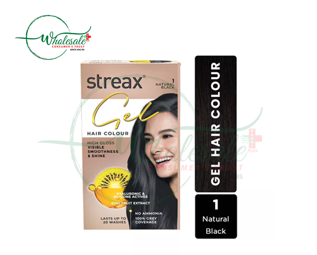 STREAX GEL HAIR COLOUR 1 NATURAL BLACK 150GM